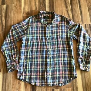 Rod & Gunn 100% Linen Button Down Mens Shirt Sz XL